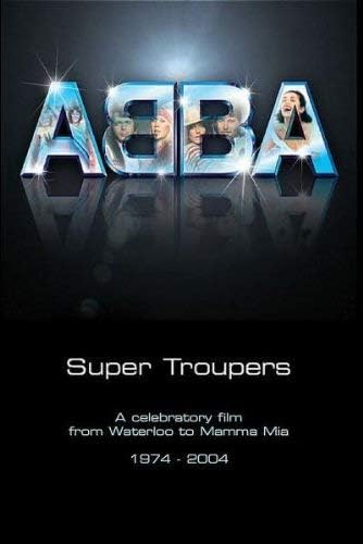 DVD cover for 'ABBA - Super Troupers' featuring a collage of images of the band members with the band name in stylized text on a dark background.