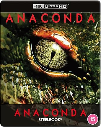 Anaconda steelbook cover with close-up of anaconda eye and '4K UltraHD' text.