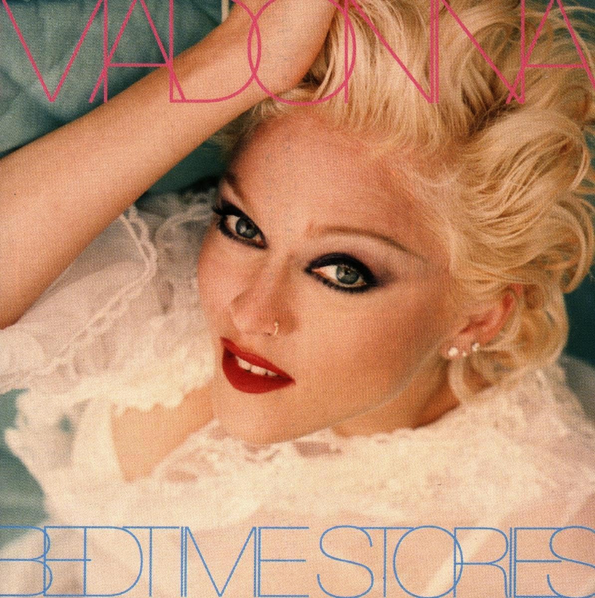 Album cover with a person with blonde hair and red lipstick, featuring the text 'Vicki' and 'Bedtime Stories'.