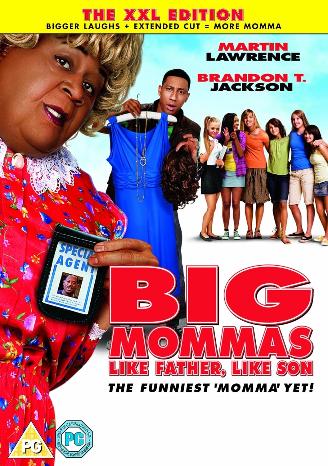 Movie poster for 'Big Mommas: Like Father, Like Son' featuring a woman holding a badge and a group of people in colorful outfits.