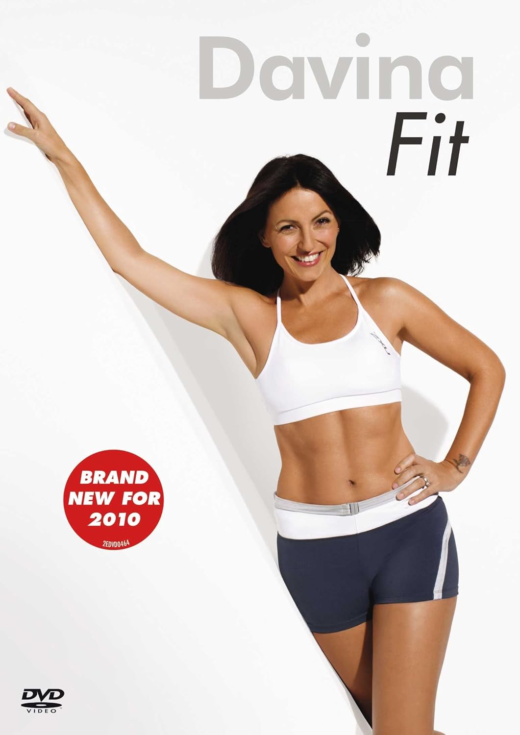 Woman in athletic wear with 'Davina Fit' branding on a white background