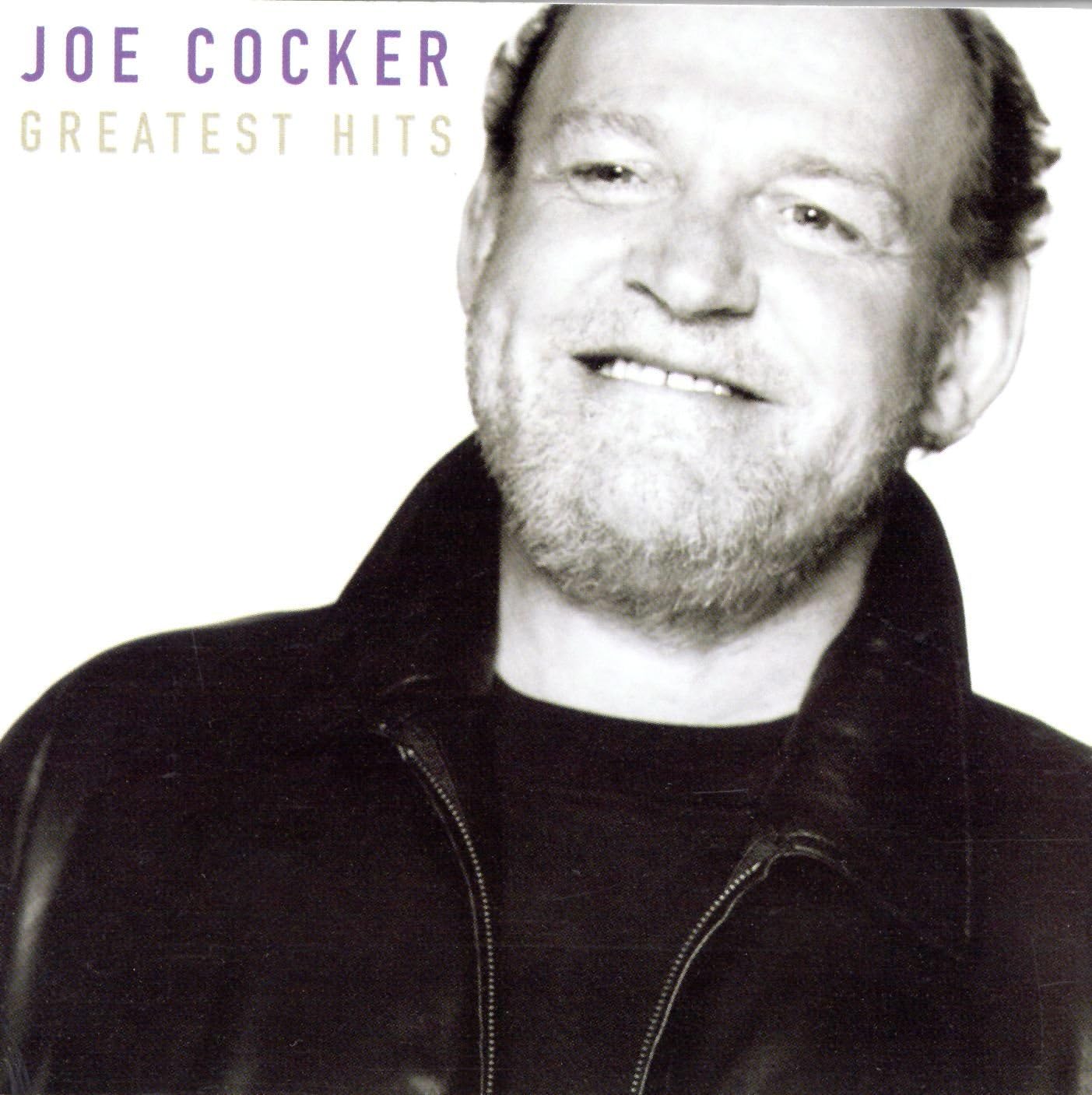 Album cover with a black and white portrait of a person and 'Joe Cocker Greatest Hits' text.
