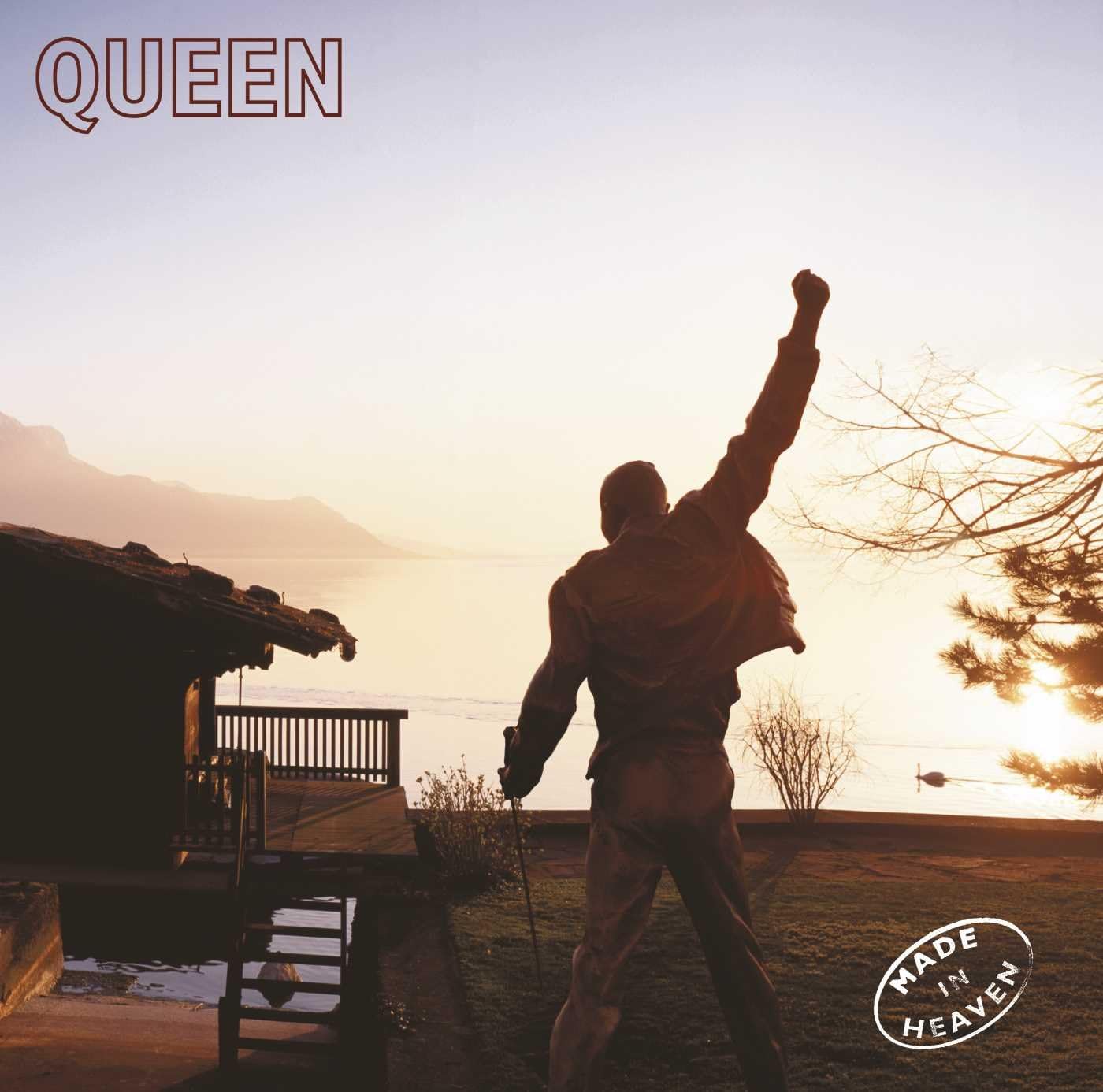 Album cover with silhouette of a person against a sunset, featuring the Queen logo.