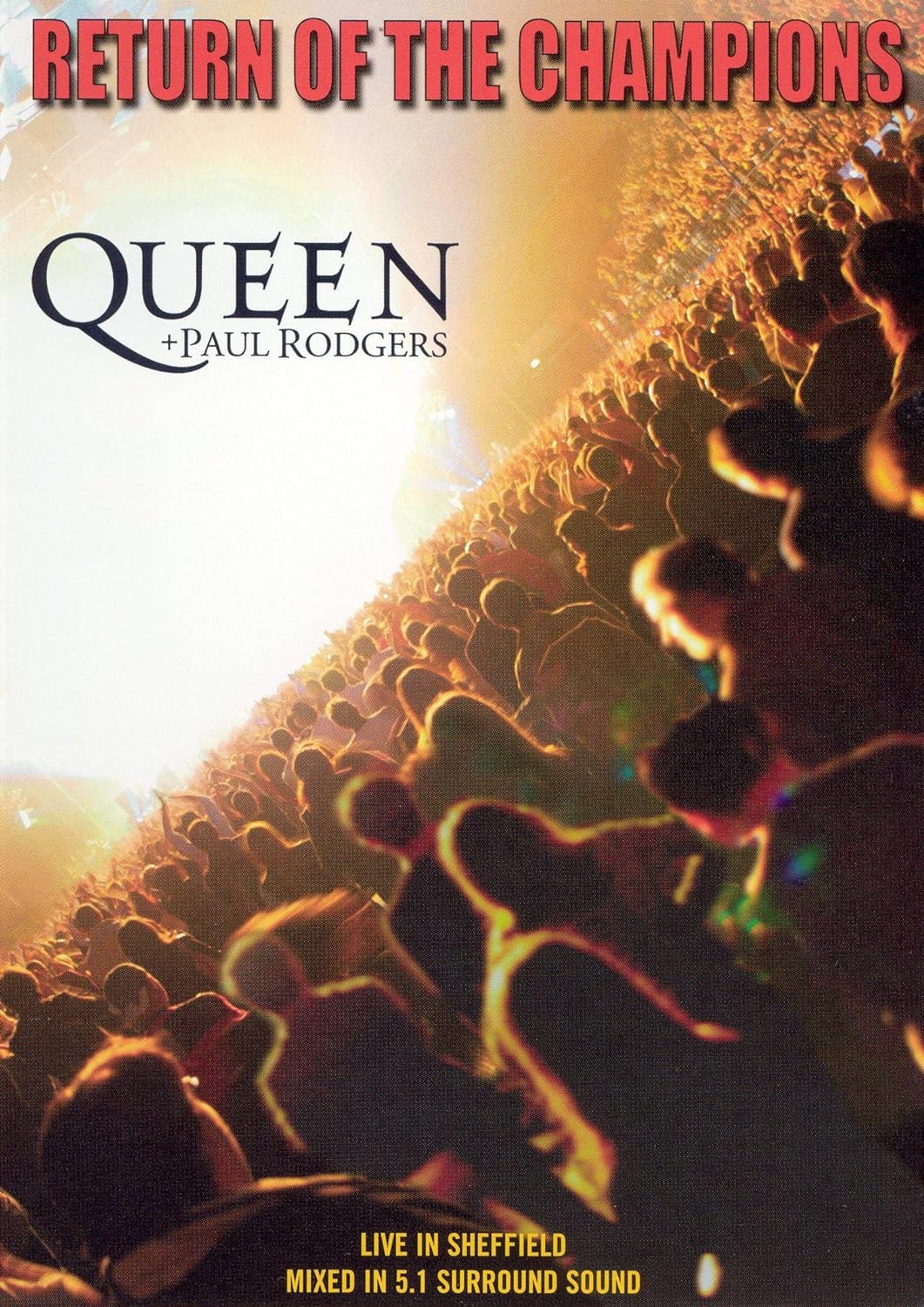 DVD cover featuring a group photo of Queen and Paul Rodgers with a concert backdrop.