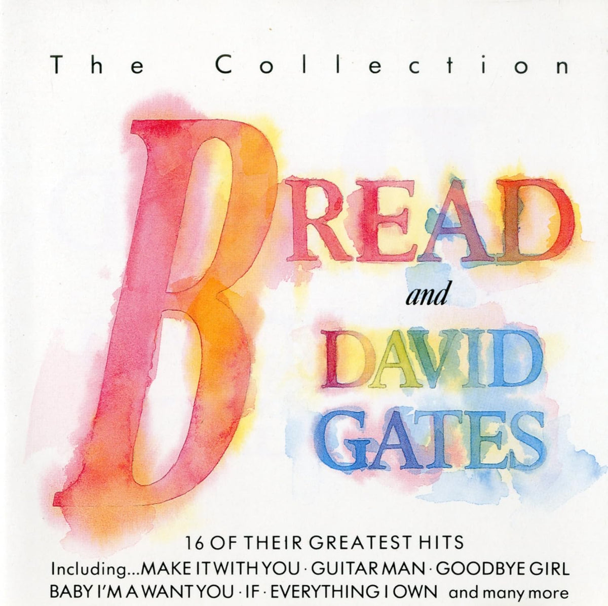 Album cover for 'Bread and David Gates: The Collection' with colorful text on a white background.