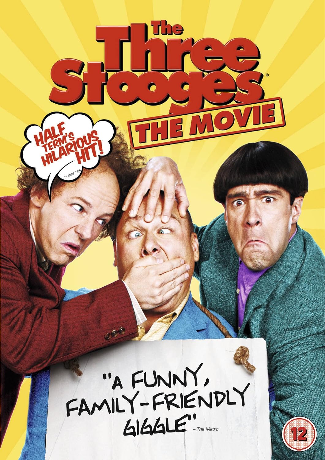 Poster for 'The Three Stooges: The Movie' with three characters and promotional text.