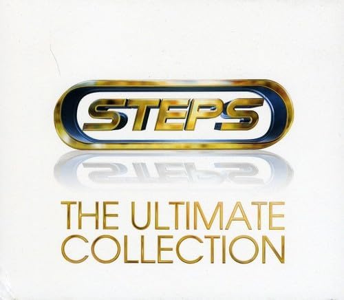 Album cover for 'Steps: The Ultimate Collection' with gold and blue text on a white background