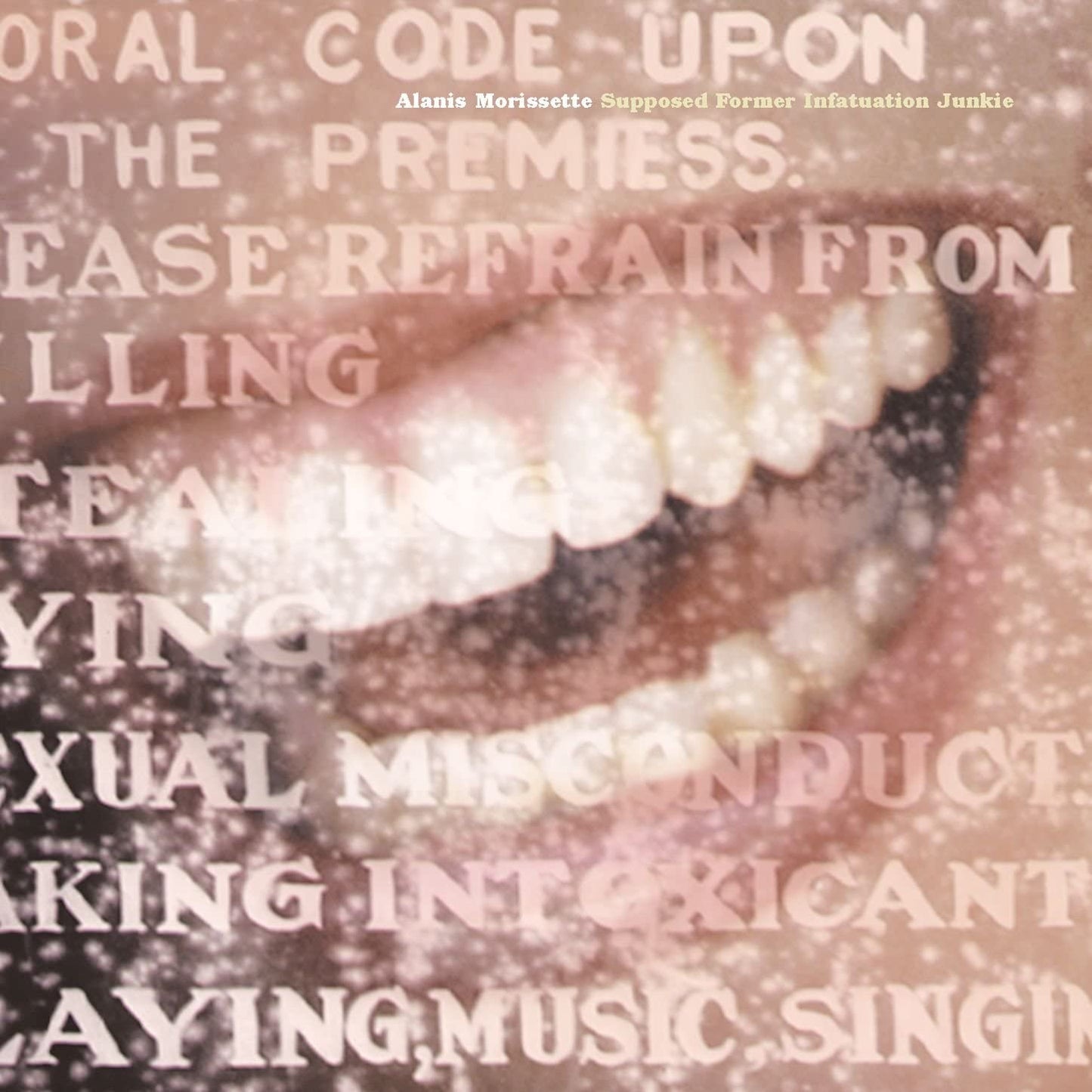 Alanis Morissette's album 'Supposed Former Infatuation Junkie' audio CD with a stylized text design on the cover.