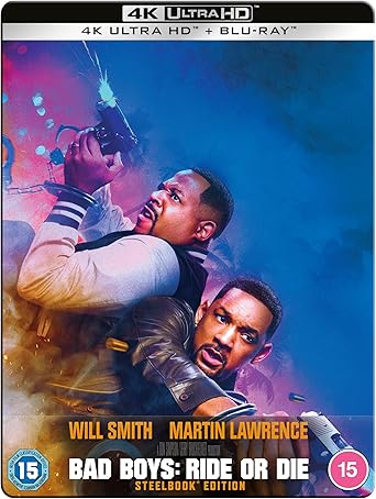 Movie cover for 'Bad Boys: Ride or Die' featuring Will Smith and Martin Lawrence, with 4K Ultra HD and Blu-ray text.