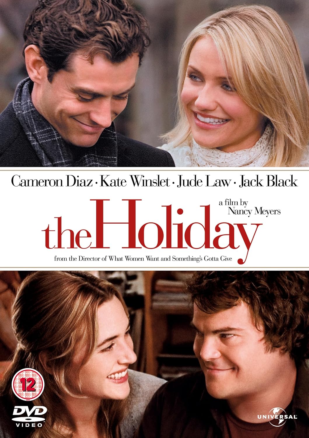 Movie poster for 'The Holiday' featuring two couples looking at each other.