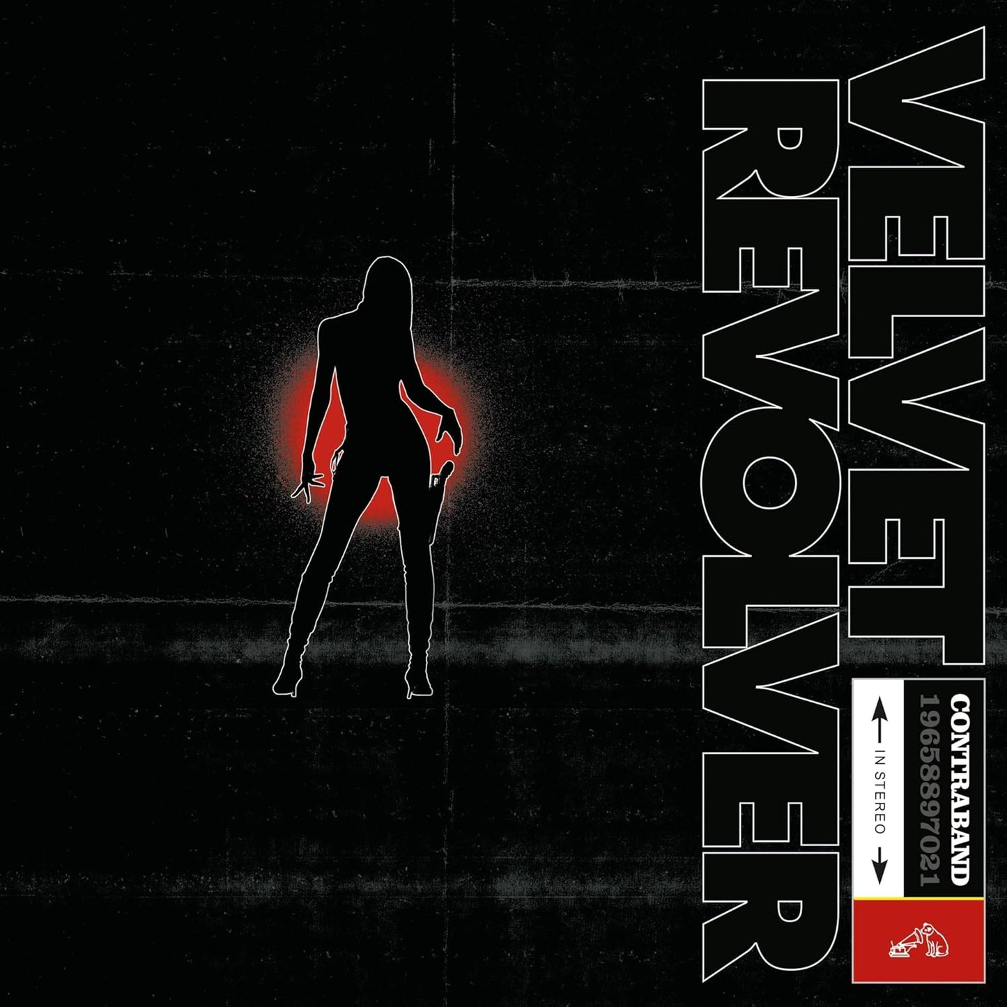 Album cover with a silhouette of a person and text 'Velvet Revolver' on a dark background