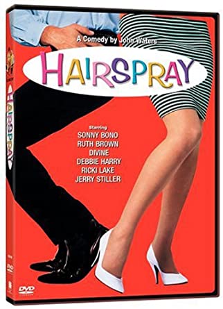DVD cover for the movie 'Hairspray' featuring images of the main characters Sonny Bono and Ruth Brown, with the title text and a red background.