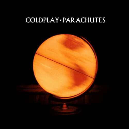 Cover art for Coldplay Parachutes album featuring a disc with an orange and brown textured background.