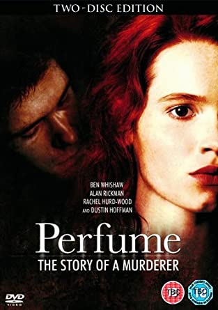 DVD cover for 'Perfume - The Story Of A Murderer' featuring a close-up of a man's face with red hair and the title text overlaid.