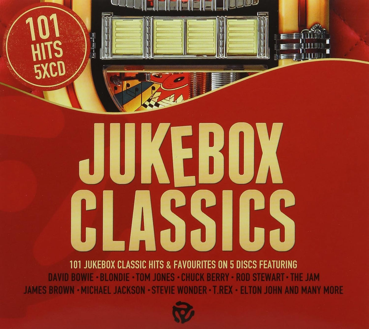 Album cover for 'Jukebox Classics' with a jukebox and red background