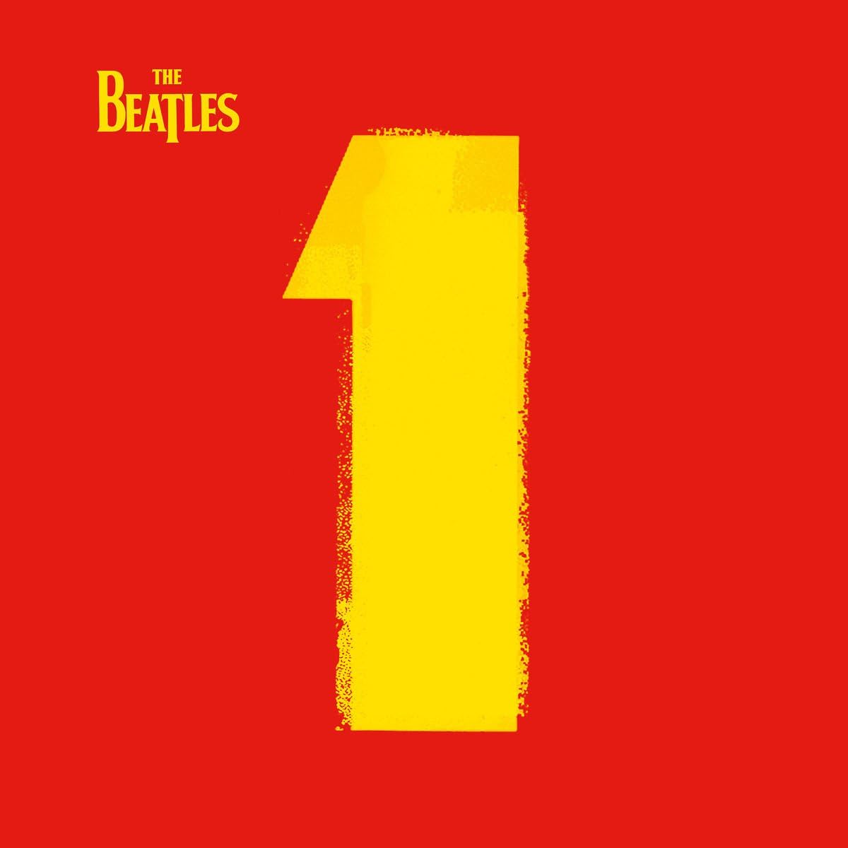 Album cover with 'The Beatles' logo and large yellow number '1' on a red background