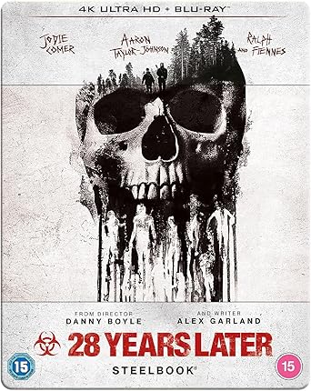 Steelbook cover of '28 Years Later' with a skull and zombie design.