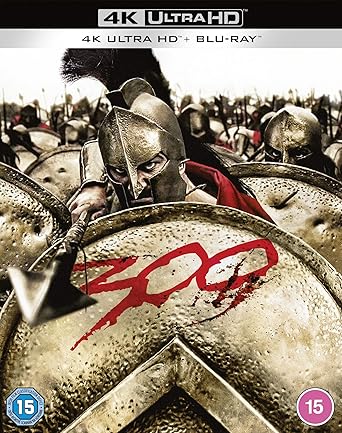Blu-ray cover of '300' featuring a warrior with a shield and helmet.