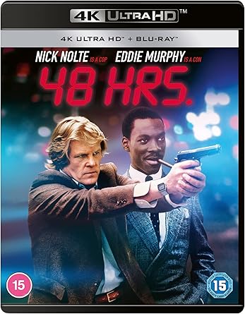 Blu-ray cover of '48 HRS.' featuring two characters with a gun, 4K Ultra HD branding.