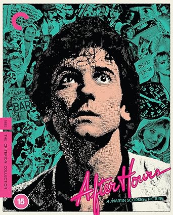 Movie poster for 'After Hours' with a stylized portrait and collage elements.