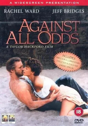 DVD cover of 'Against All Odds' featuring a couple embracing in water, with text about the film and actors.