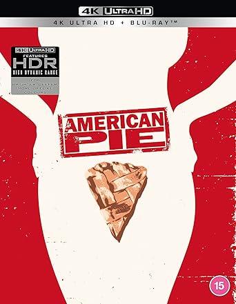 Blu-ray cover of 'American Pie' with a slice of pie graphic on a red and white background.