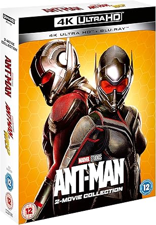 Ant-Man 2-movie collection 4K Ultra HD and Blu-ray packaging with characters on a yellow background.