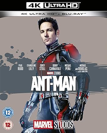 Ant-Man movie poster with superhero character and Marvel Studios logo