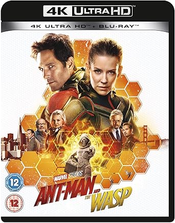 Blu-ray cover of 'Ant-Man and the Wasp' with characters and Marvel logo.