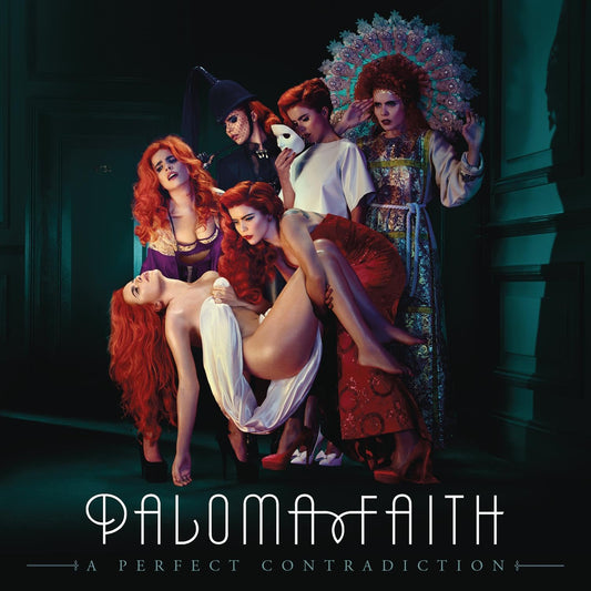 Album cover for 'A Perfect Contradiction' by Paloma Faith featuring a stylized illustration of a woman with red hair.