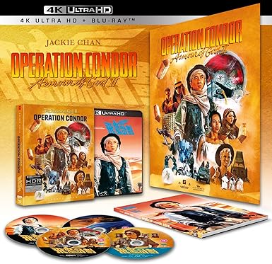 Operation Condor DVD set with Jackie Chan on a yellow background