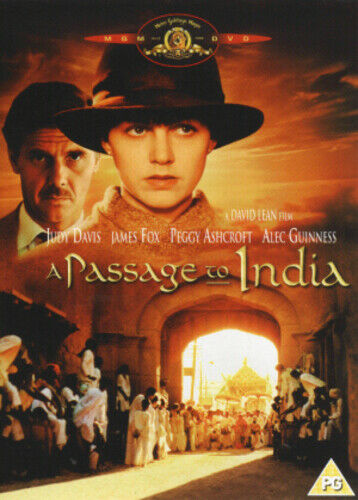DVD cover for the movie 'A Passage To India' featuring two characters prominently, with a crowd in the background, suggesting a dramatic scene from the film.