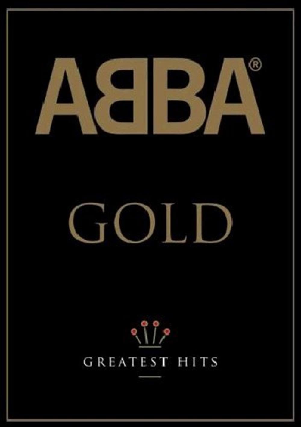 ABBA Gold Greatest Hits album cover with ABBA logo on a black background