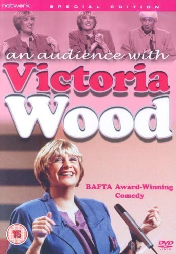 DVD cover of 'An Audience with Victoria Wood' featuring Victoria Wood and text about the comedy special.