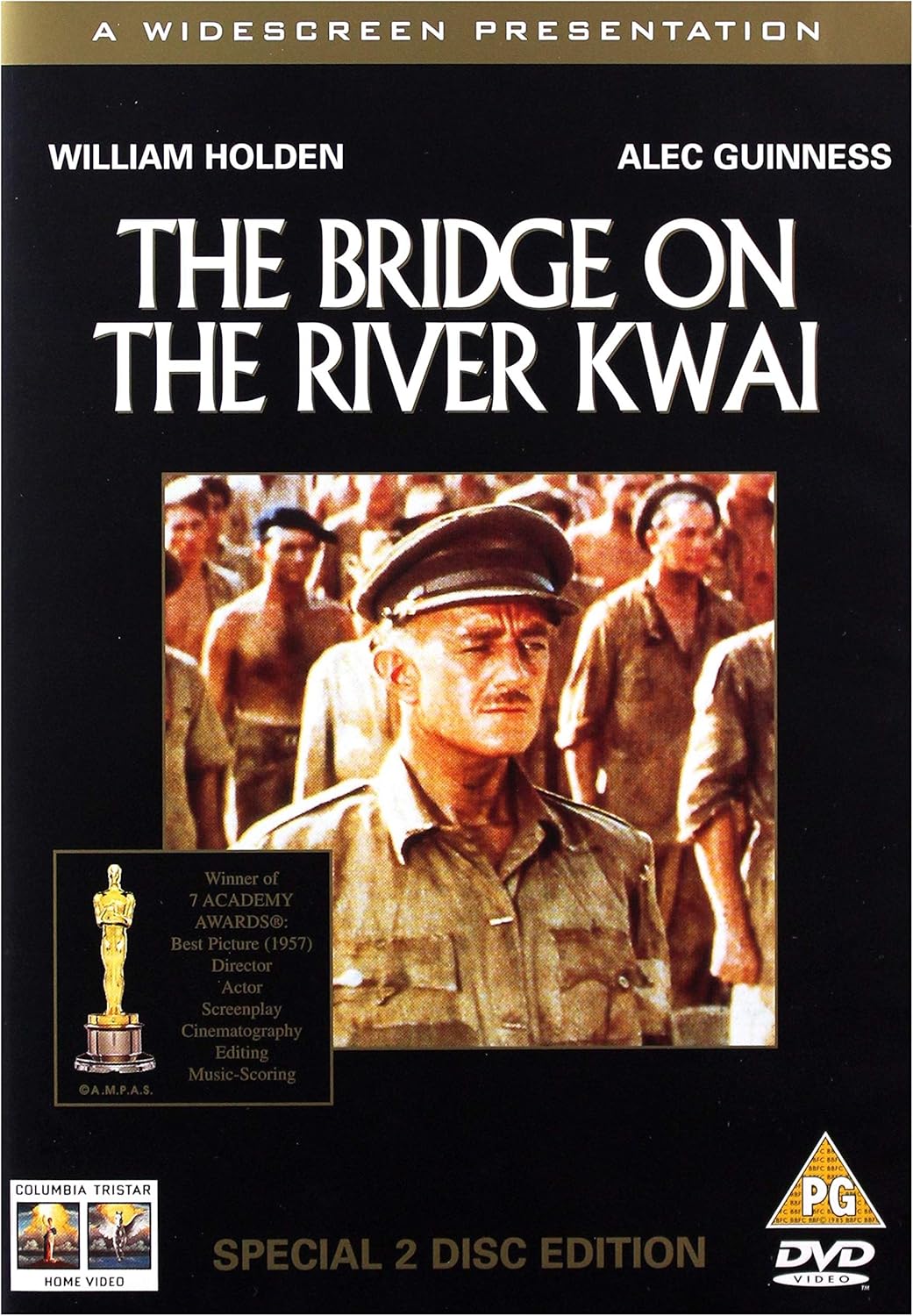 DVD cover of 'The Bridge on the River Kwai' featuring William Holden and Alec Guinness.