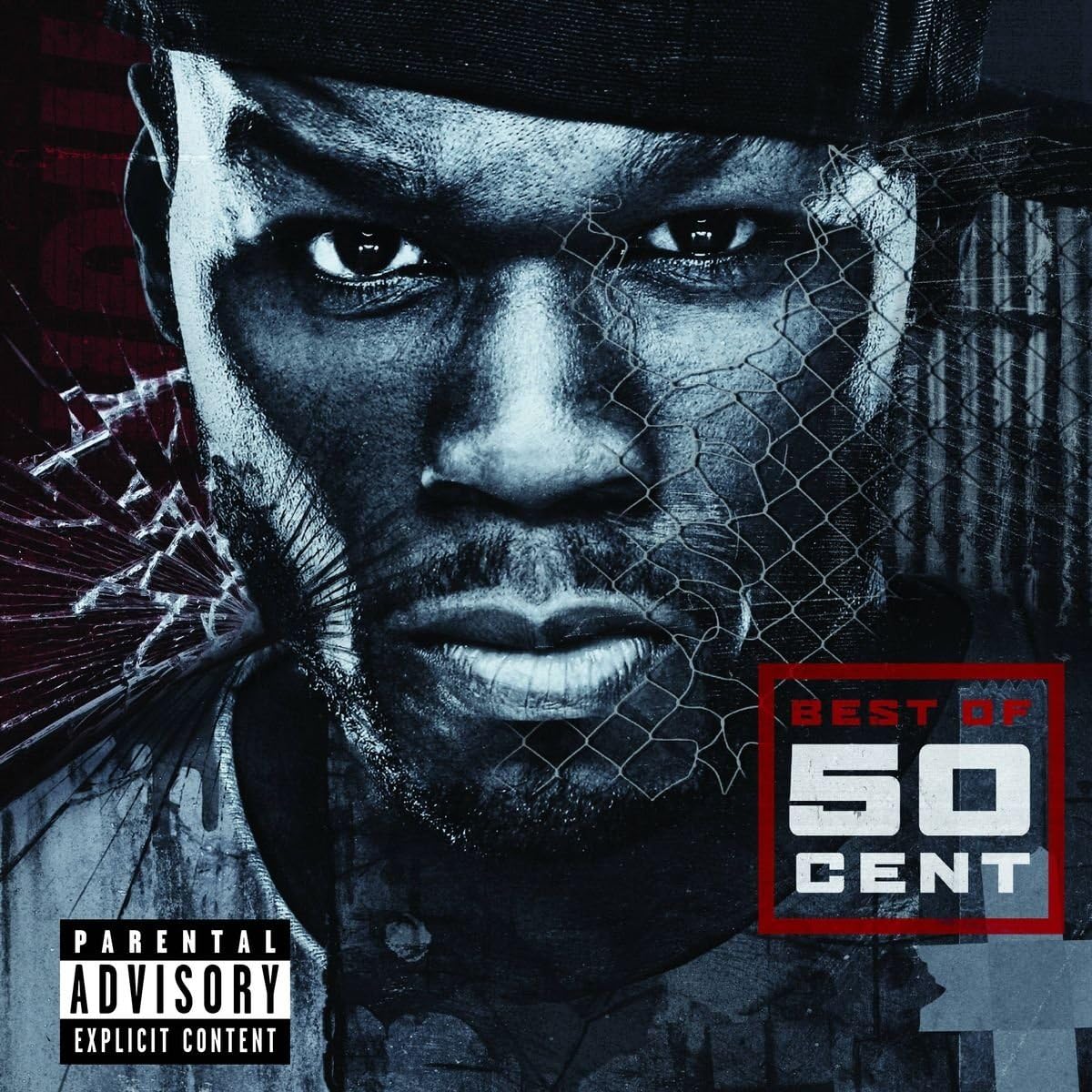 Album cover for 'Best of 50 Cent' with a stylized portrait and parental advisory label.