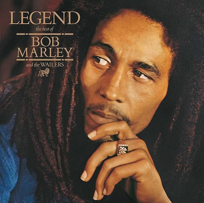 Cover of the vinyl album 'Legend: The Best of Bob Marley and The Wailers' featuring a portrait of Bob Marley.