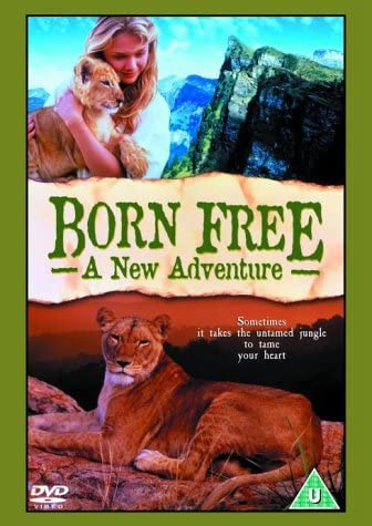DVD cover for 'Born Free - A New Adventure' featuring images of a lioness and her cub in a natural setting.