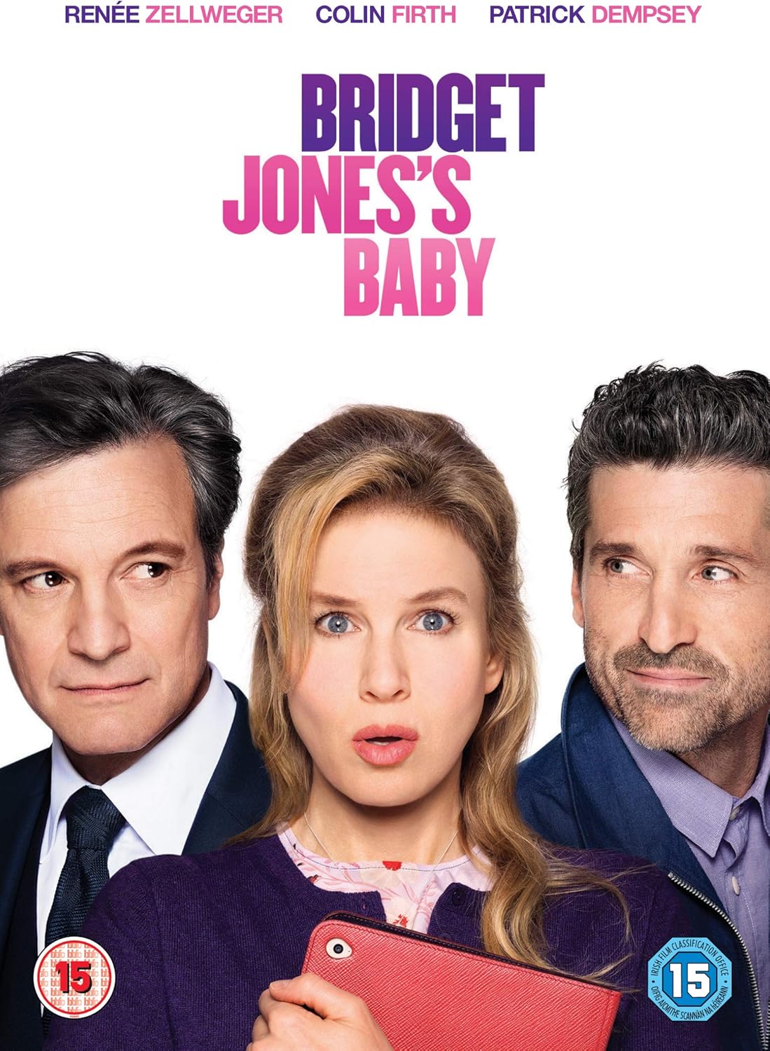 Movie poster for 'Bridget Jones's Baby' featuring three main characters.