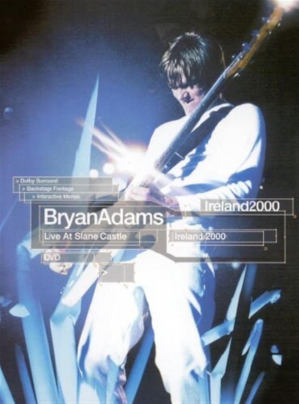 Promotional image of Bryan Adams performing live at Slane Castle in Ireland 2000.