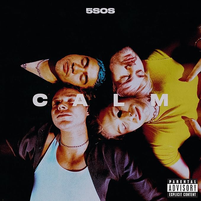 Album cover with four people lying down, featuring the text '5SOS' and 'CALM'.