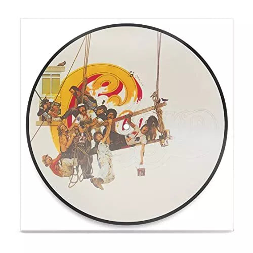 Vinyl picture disc of Chicago IX with a vintage illustration of a band performing on a ship.