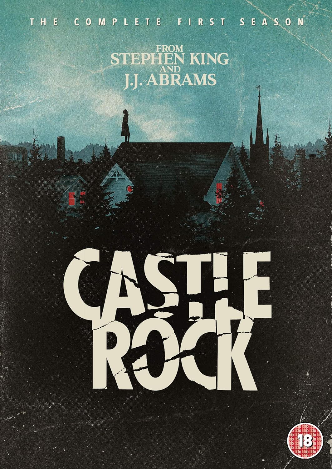 DVD cover of 'Castle Rock' with a silhouette of a person on a roof and a dark, eerie landscape.