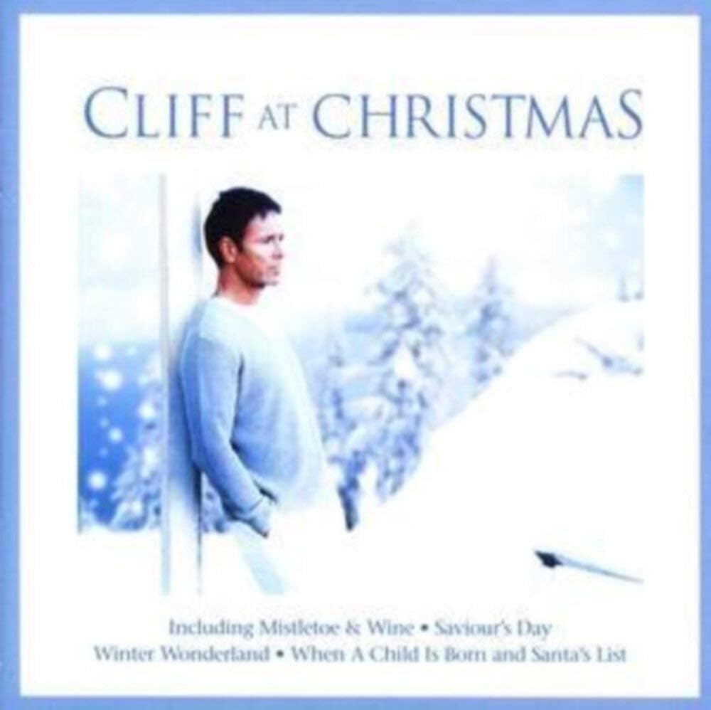 Album cover for 'Cliff at Christmas' featuring a person in a snowy landscape.