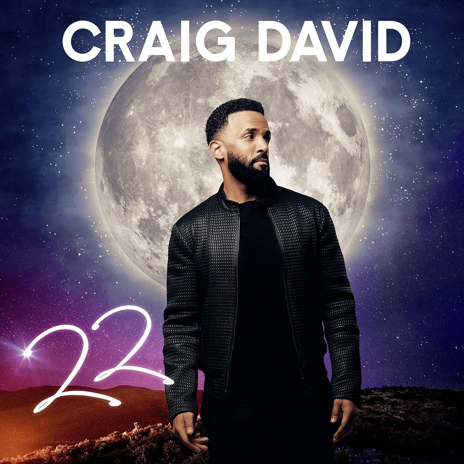 Album cover with a person standing in front of a large moon, featuring the name 'Craig David' and the number '22'.