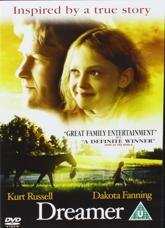Movie poster for 'Dreamer' featuring a man and a young girl with a horse in the background.