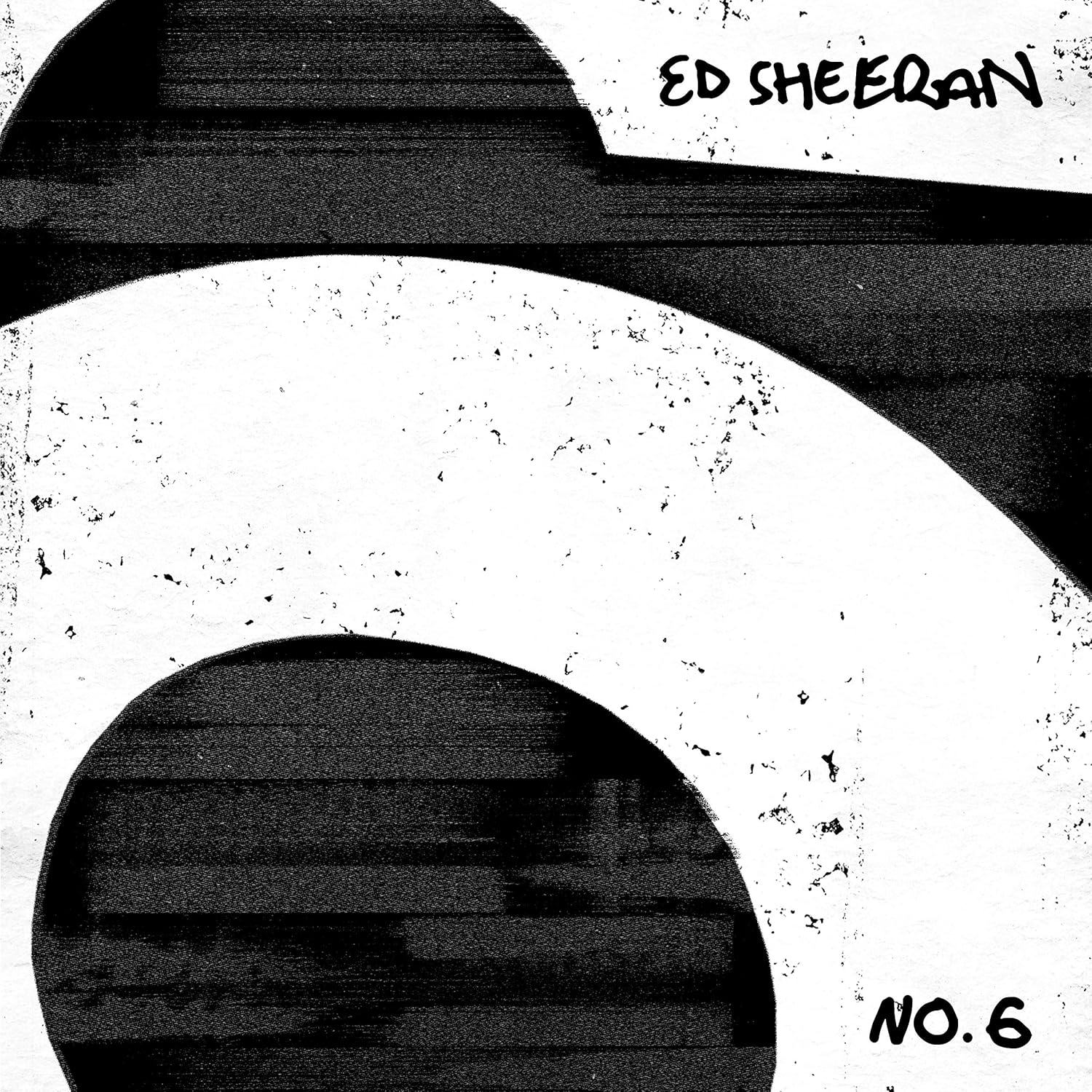 Black and white album cover with 'Ed Sheeran' and 'No. 6' text