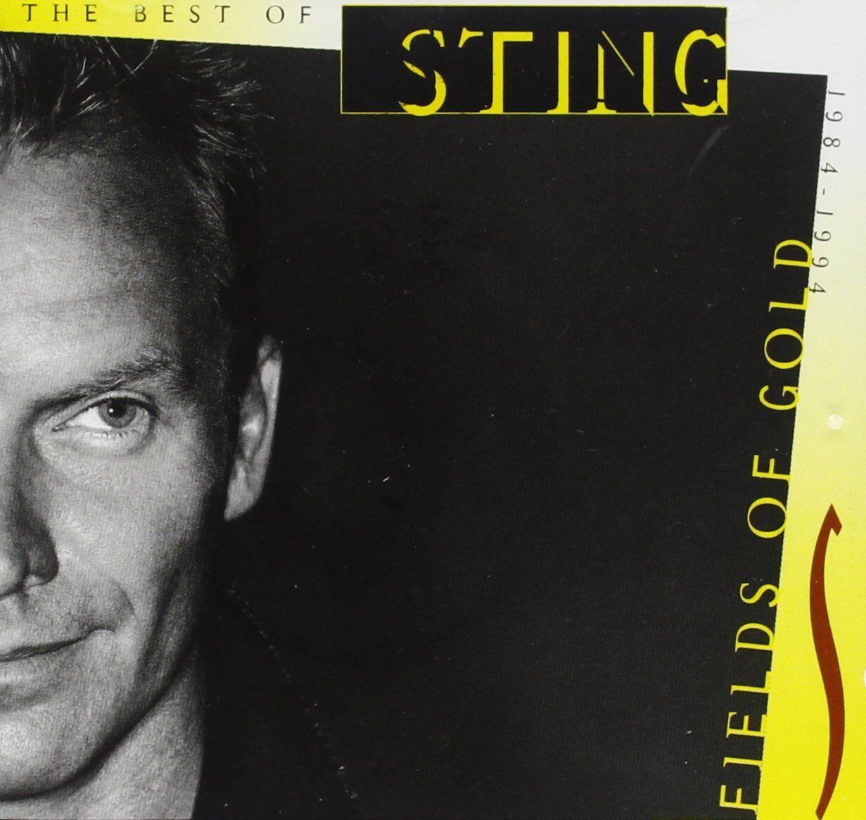CD cover of 'Fields of Gold: the Best of Sting 1984-1994' featuring a black and white image of Sting.