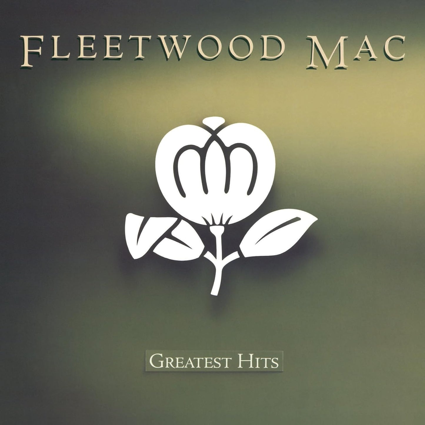 Fleetwood Mac album cover with a white flower logo on a gradient background