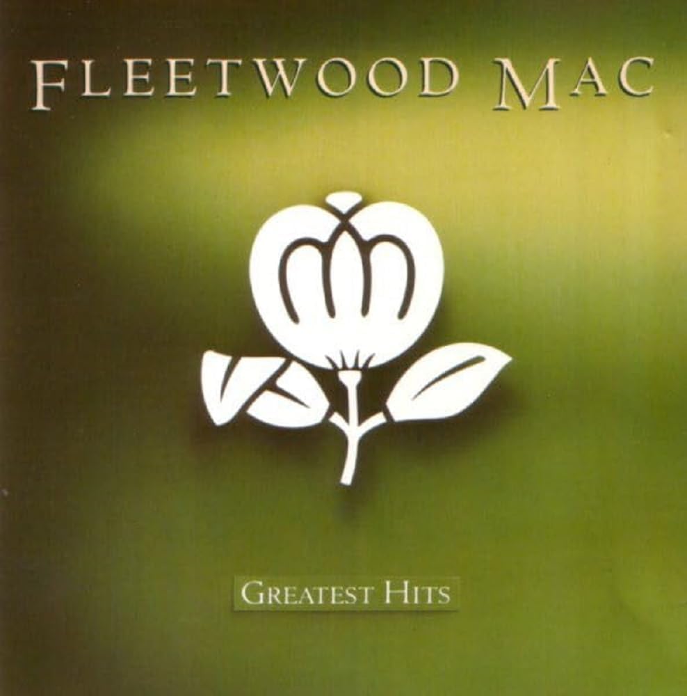 Fleetwood Mac album cover with a white flower logo on a green background